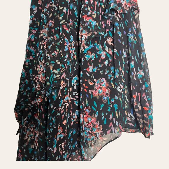 IRO Blink Black Petal Print Asymmetric Chiffon Skirt Size 6 - Picture 13 of 16